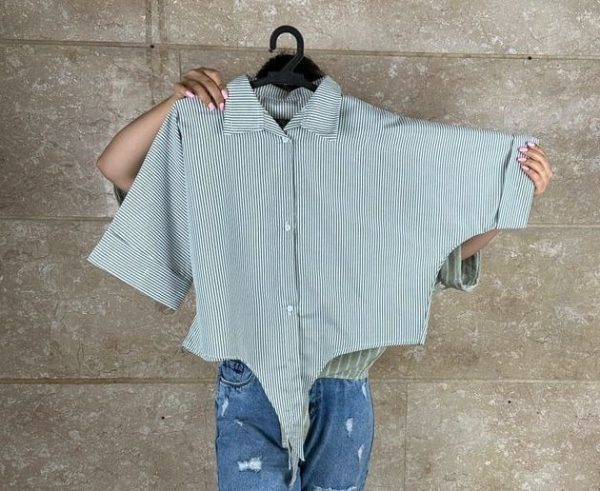 شومیز گره ای راه راه کد 2848 - Image 3