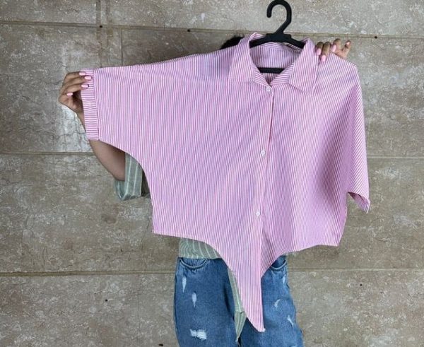 شومیز گره ای راه راه کد 2848 - Image 4